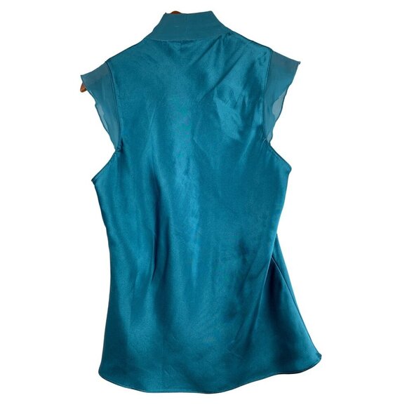 Susan Lucci Womens Medium Teal Sleeveless Blouse With Bow - Picture 2 of 6